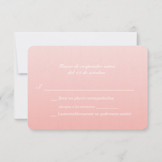 Mariage Ombre corail bilingue RSVP (Dos)