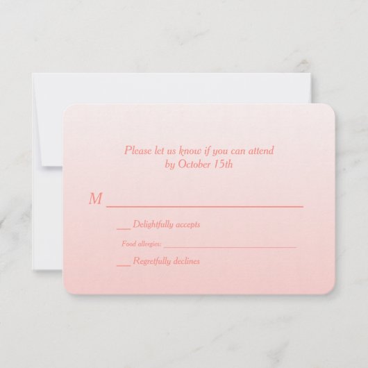 Mariage Ombre corail bilingue RSVP (Devant)