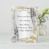 Mariage Or Anneaux Et Carrosserie Carte Réception (Debout devant)