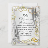 Mariage Or Anneaux Et Coeurs Carte D'Éclaireur (Devant)