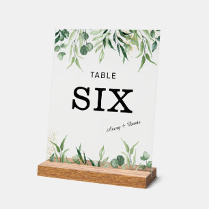 Mariage or et verdure pour carte numéro de table