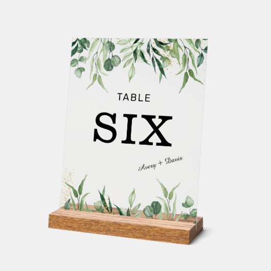 Mariage or et verdure pour carte numéro de table (Angle)