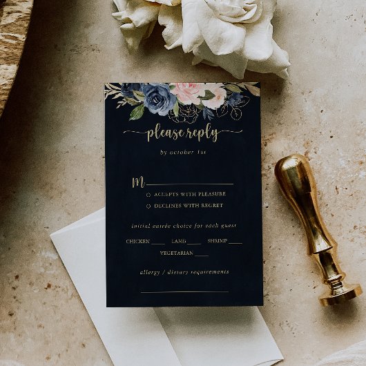 Mariage or flou de la marine Choix du menu RSVP