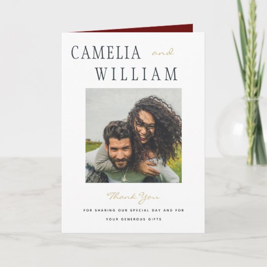 Mariage Or Moderne Bourgogne PHOTO Merci (Devant)