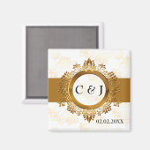 mariage or monogramme enregistrer la date magnets (Recto/Verso)