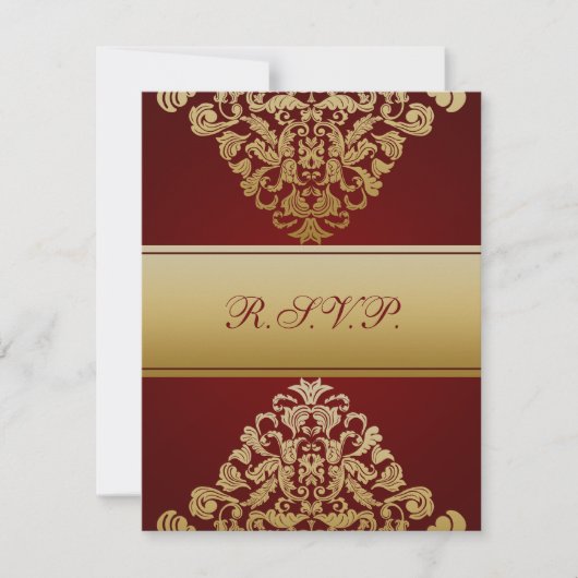 mariage or rouge élégant RSVP (Devant)