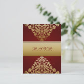 mariage or rouge élégant RSVP (Debout devant)