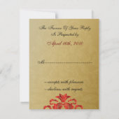 mariage or rouge élégant RSVP (Dos)