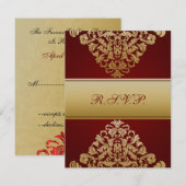 mariage or rouge élégant RSVP (Devant / Derrière)