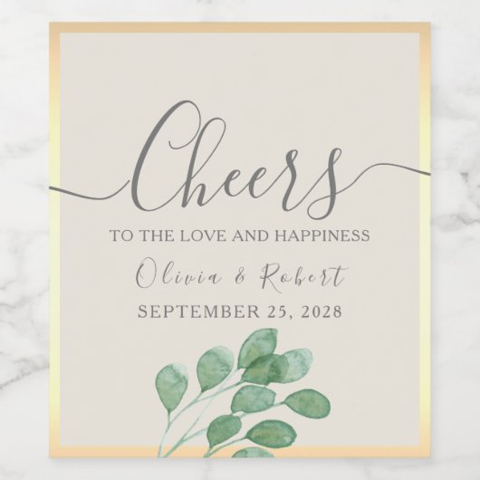 Mariage or verdure Cheers Étiquette vin (Étiquettes simples)