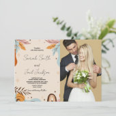 Mariage orange beige Invitations avec photo (Debout devant)