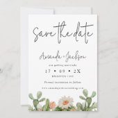Mariage Orange Cactus Moderne Enregistrer La Carte (Devant)