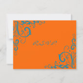 Mariage orange et bleu fleuri RSVP (Dos)