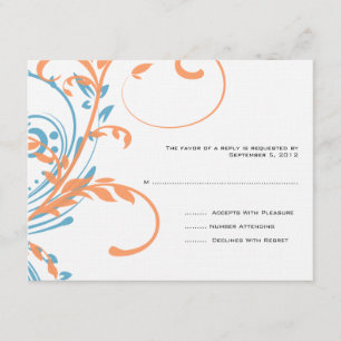 Mariage orange et Turquoise double floral RSVP