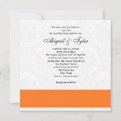 Mariage orange Monogram Damask Invitation (Dos)