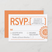 Mariage Orange Ornemental Typographique Réponse (Devant / Derrière)