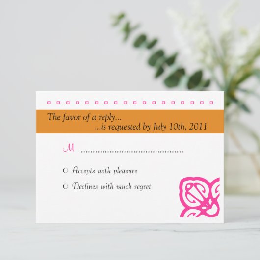 Mariage ornemental RSVP Orange et rose (Debout devant)