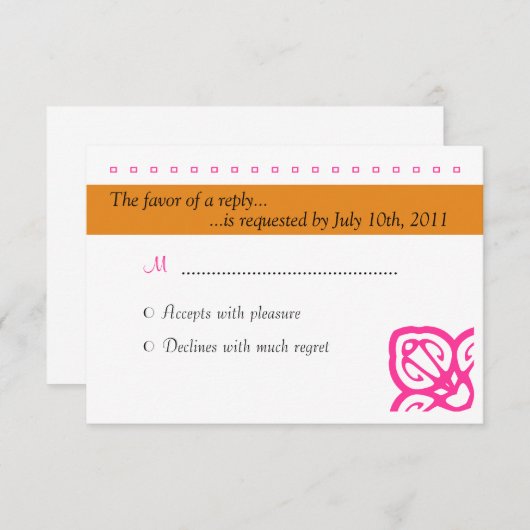Mariage ornemental RSVP Orange et rose (Devant / Derrière)