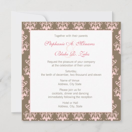 Mariage ou invitation de Fête de la mariée (Devant)