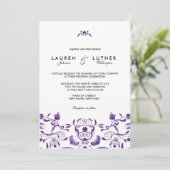 Mariage ou Invitations nuptiaux floraux en mauve 3 (Debout devant)