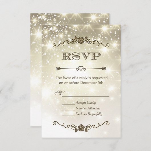Mariage paillettes dorées RSVP (Devant / Derrière)