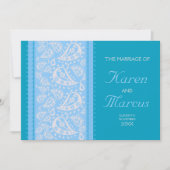 Mariage Paisley épice bleue 5x7 Invitation (Devant)