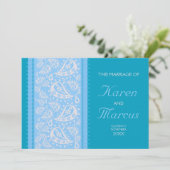 Mariage Paisley épice bleue 5x7 Invitation (Debout devant)