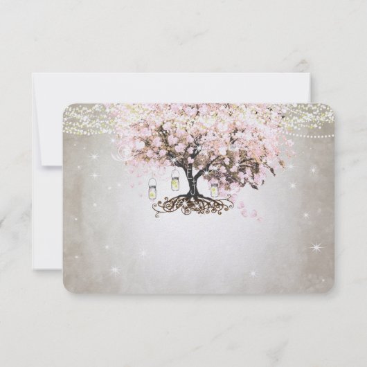 Mariage Pale Pink Coeur Leaf RSVP (Dos)