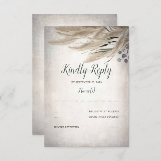 Mariage Pampas Grass et Verdure RSVP (Devant / Derrière)