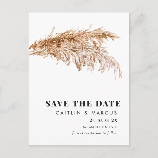 Mariage Pampas moderne Enregistrer la date Carte p (Devant)