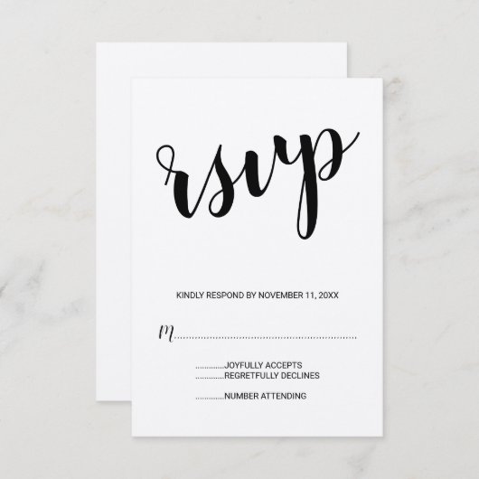 Mariage papier Kraft de script moderne RSVP (Devant / Derrière)
