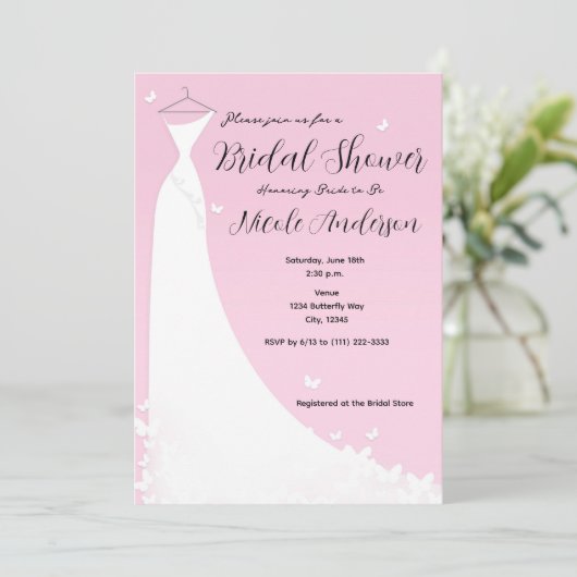 Mariage papillon robe nuptiale douche Invitation (Debout devant)