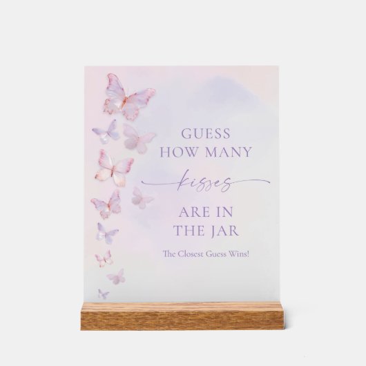 Mariage papillon Shower Devinez combien de baisers (Recto)