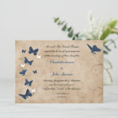 Mariage papillon vintage Invitations (Debout devant)