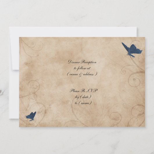 Mariage papillon vintage Invitations (Dos)