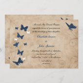 Mariage papillon vintage Invitations (Devant / Derrière)