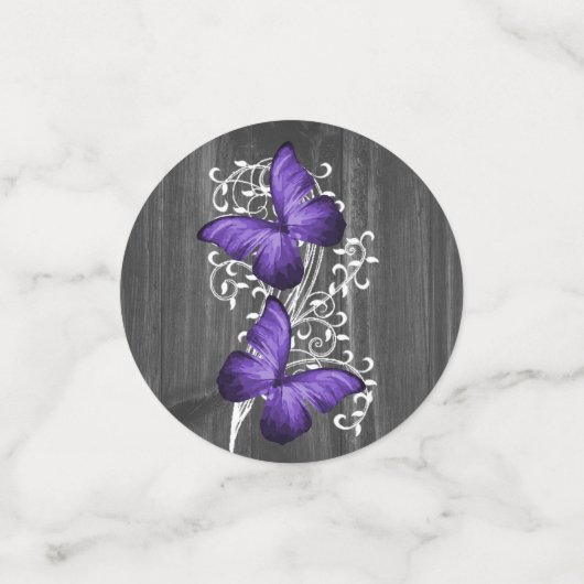 Mariage papillon violet rustique Confetti (Petit recto)