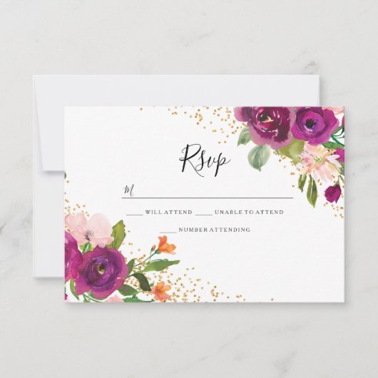 Mariage parfait : RSVP Fleur Rose Bourgogne (Devant)