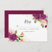 Mariage parfait : RSVP Fleur Rose Bourgogne (Devant / Derrière)