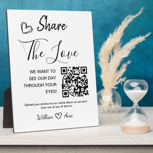 Mariage Partager La Plaque Tabletop Love QR Code (Côté)