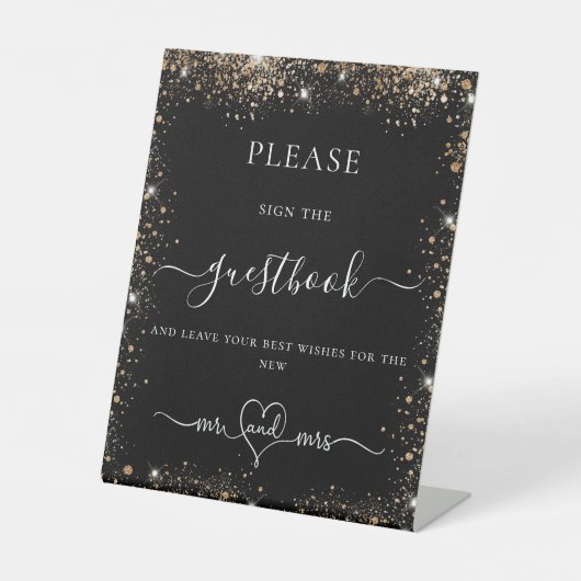 Mariage parties scintillant or noir signe du livre (Recto)