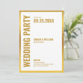 Mariage Party-Blanc avec cadre or Invitation (Debout devant)