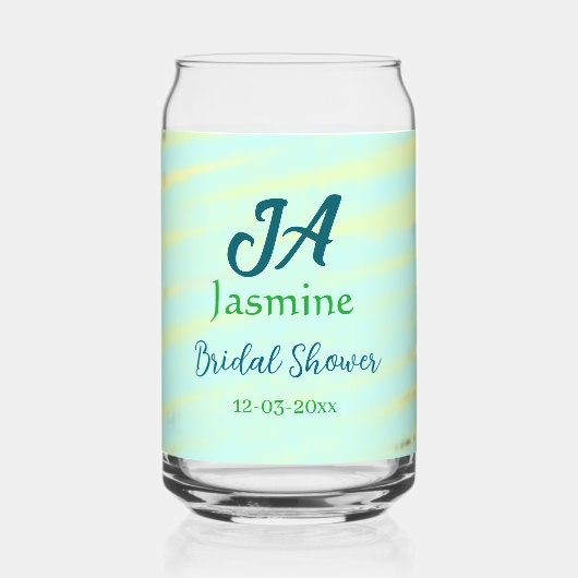 Mariage pastel aquarelle bleu vert nom da (Recto)