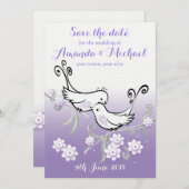 Mariage Pastel lovebirds Enregistrer la date carte (Devant / Derrière)