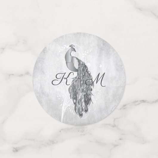Mariage Peacock Argent Confetti (Petit recto)