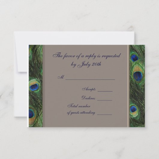 Mariage Peacock bleu Brown RSVP (Dos)