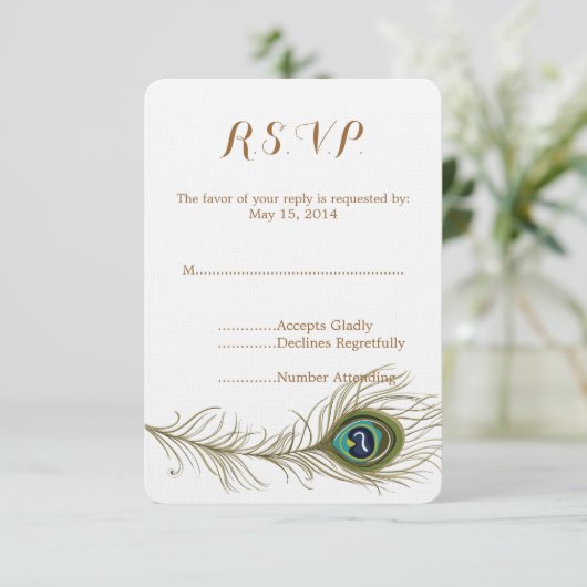 Mariage Peacock Feather RSVP (Debout devant)