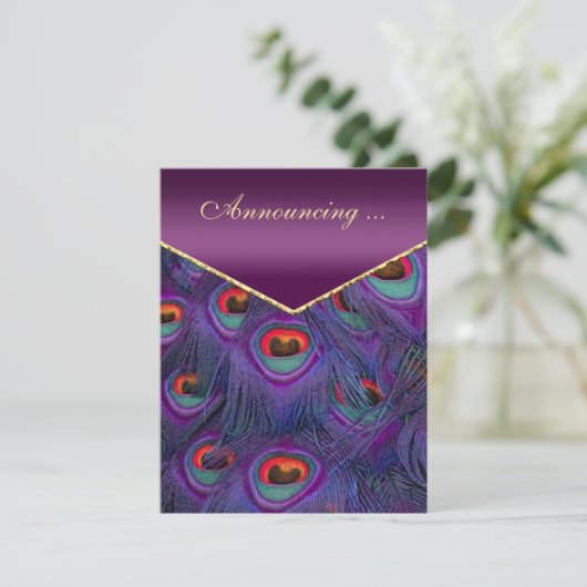 Mariage Peacock Plum violet Faire-part (Debout devant)