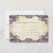 Mariage Peacock violet et vert RSVP (Devant)