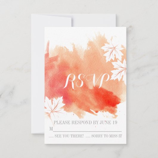 Mariage pêche corail aquarelle moderne RSVP répons (Devant)